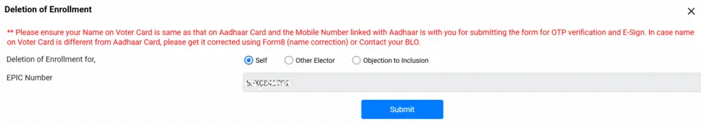 Deletion of Enrollment