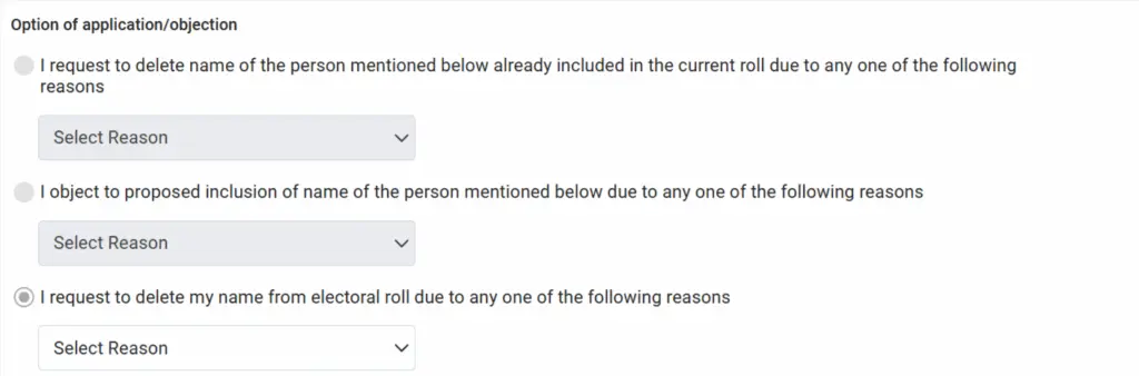 Reason for Deletion