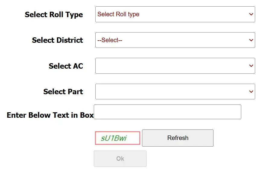 Select District, AC, Part No and enter Captcha code