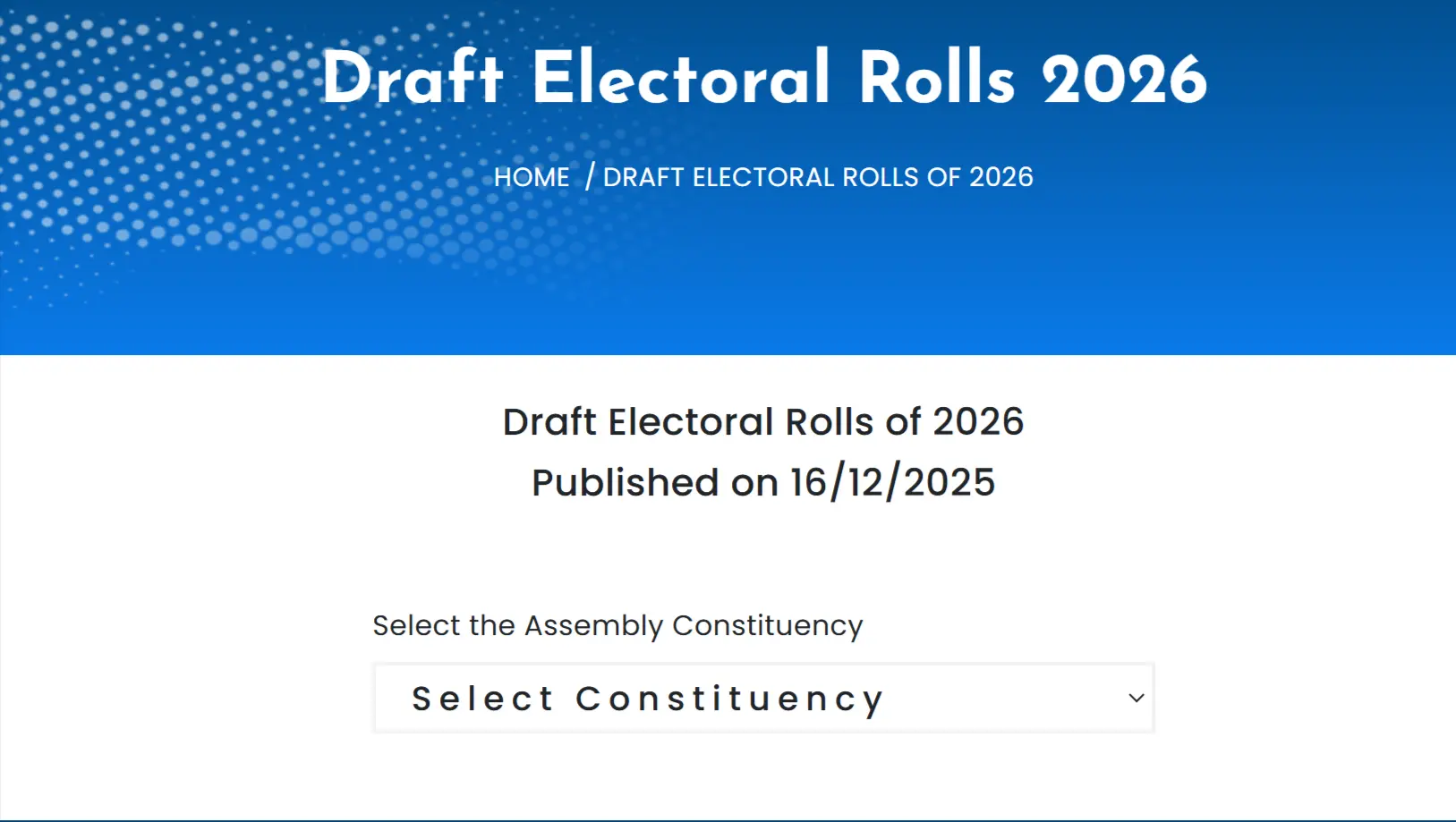 Draft Electoral Roll 2026
