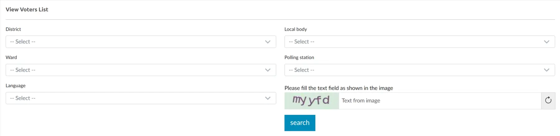 Kerala Panchayat Voter List