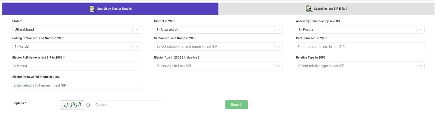 Voter List 2003 Uttarakhand PDF