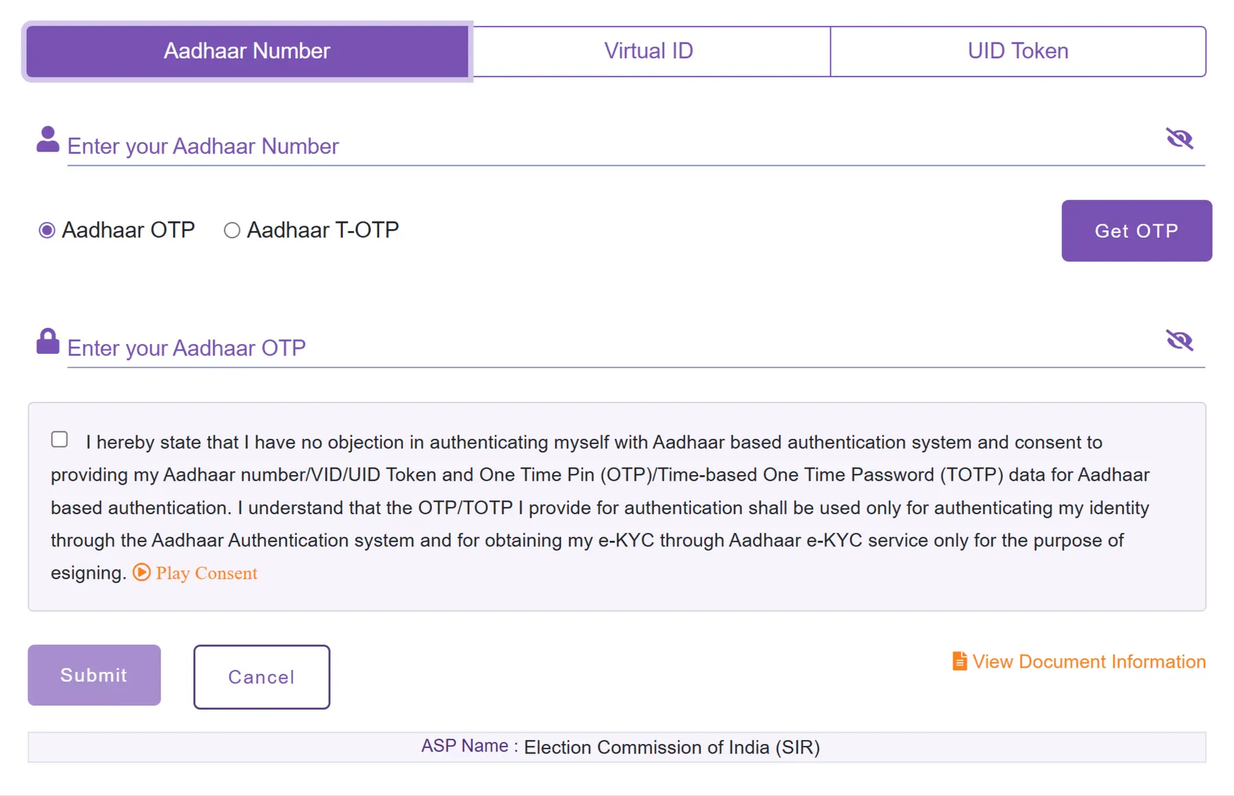 Aadhaar OTP Verification