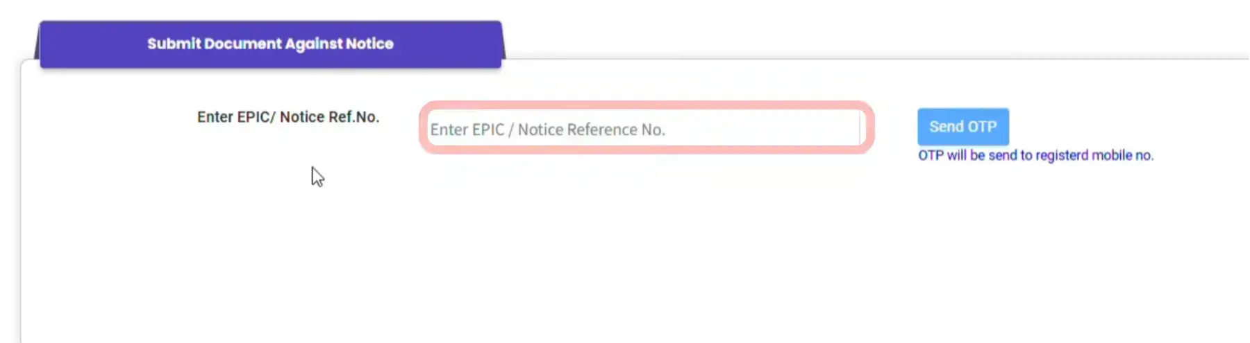 Enter EPIC & Click Send OTP