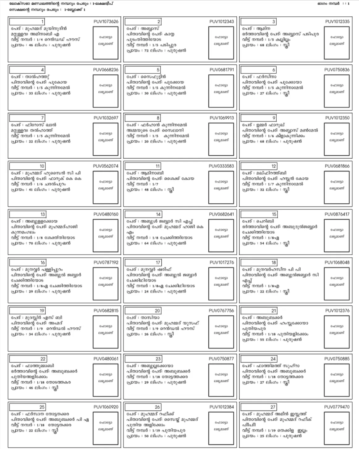 Final Voter List 2026 PDF Sample