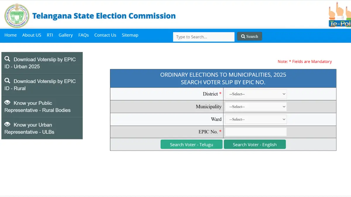 Telangana Municipal Election 2026 Voter Slip Download