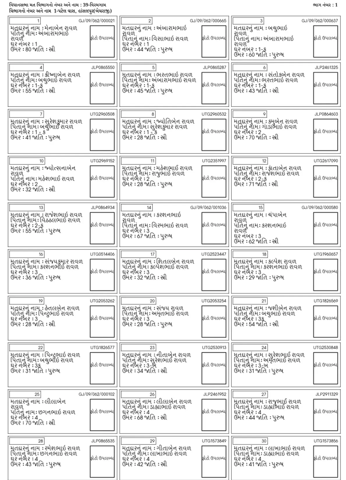 Voter List PDF - Sample
