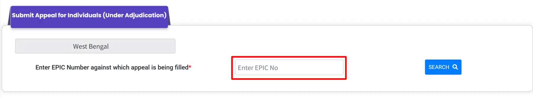 Enter EPIC Number