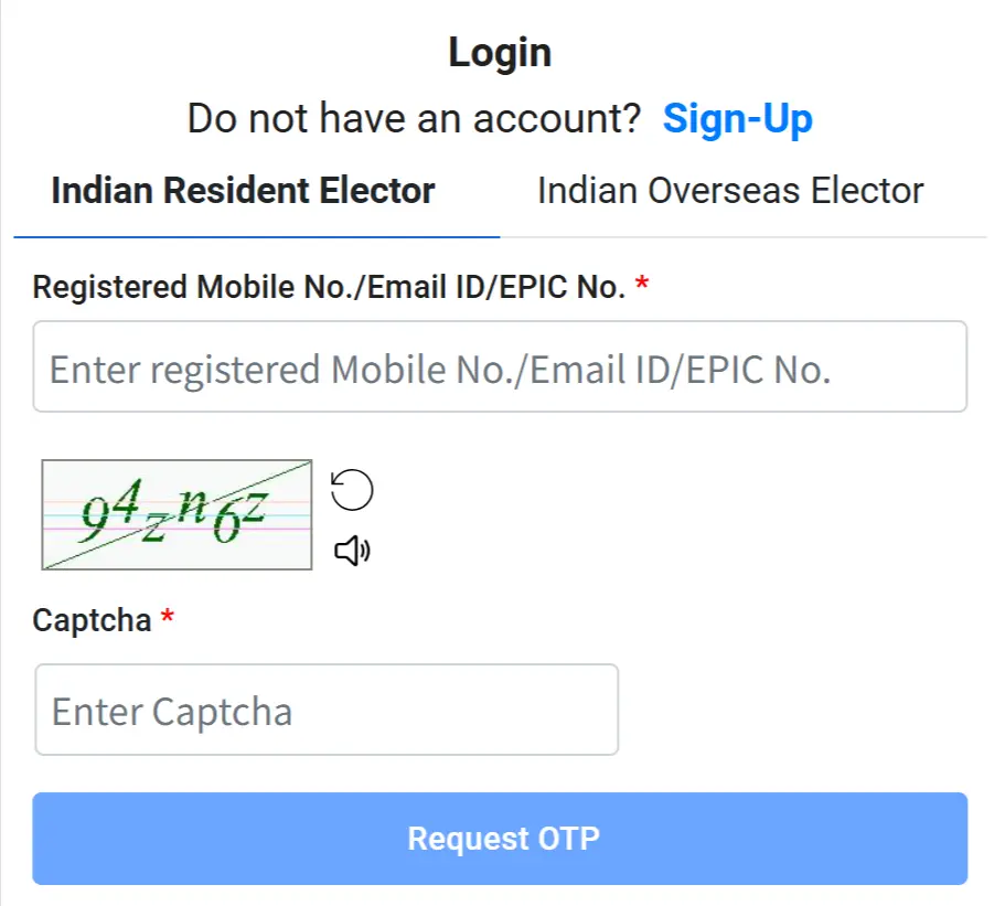 Login or Sign Up Option 