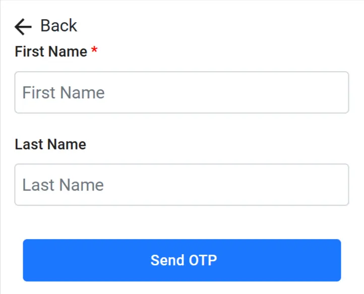 Enter Name & Send OTP