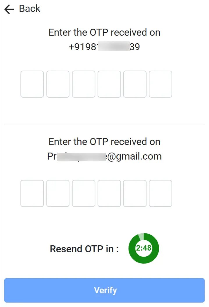 Enter OTP to Verify